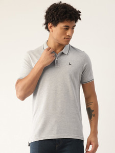 PARX Solid Men Polo Neck Grey T Shirt Buy PARX Solid Men Polo
