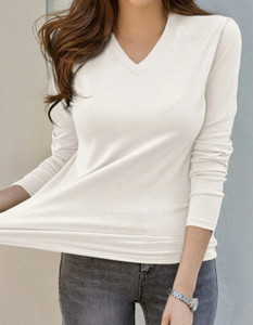 Ladies white v neck t shirt clearance