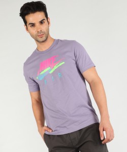 NIKE Typography Men Round Neck Purple T-Shirt