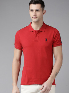 U.S. POLO ASSN. Solid Men Polo Neck Red T Shirt Buy U.S. POLO