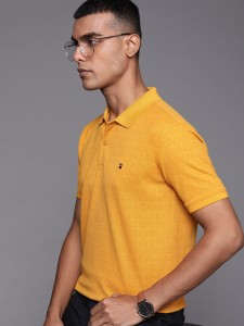 Louis Philippe cotton yellow printed t shirt - G3-MTS16180