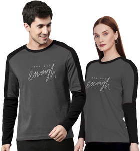 Twinny Zone Printed Couple Round Neck Multicolor T Shirt Buy