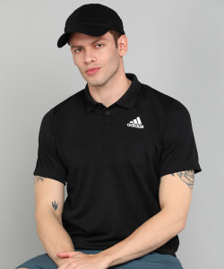 Mens black adidas polo shirt online