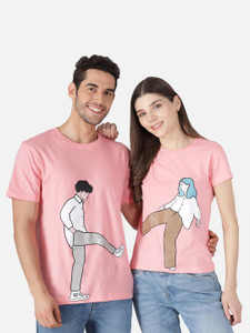 THE DRY STATE Colorblock Couple Round Neck Pink T Shirt Buy THE