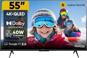 realme TechLife 140 cm (55 inch) QLED Ultra HD (4K) Smart Google TV 2025 Edition with 5.0 with Dolby Atmos, and 40 W downfiring speaker