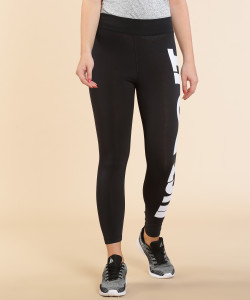 NIKE Printed Women Black Tights Buy NIKE Printed Women Black