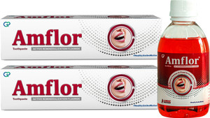 Amflor Toothpaste and Mouthwash Combo Pack 250ml Mouthwash