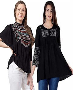 Ib styles Casual Embroidered Women Black Top Buy Ib styles Casual Embroidered Women Black Top Online at Best Prices in India Flipkart
