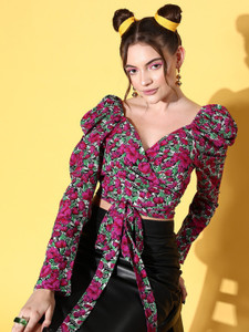 Top flores manga abullonada zara sales