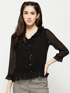 MAX Casual Self Design Women Black Top Buy MAX Casual Self Design Women Black Top Online at Best Prices in India Flipkart
