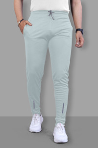 Pink Formal Solid Men Grey Track Pants