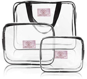 PROUDME Clear Toiletry bag for Women Makeup pouch Waterproof Wash Bag  Cosmetic Organizer Travel Toiletry Kit BLACK - Price in India