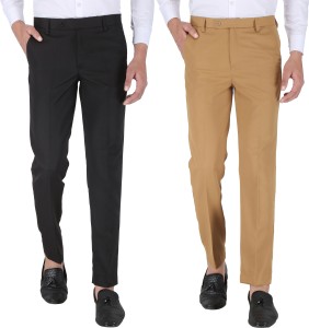 Buy Regular Fit Men Trousers Navy Blue Beige and Black Combo of 3 Polyester  Blend for Best Price Reviews Free Shipping