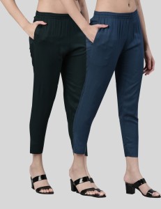 Kryptic Slim Fit Women Black, Blue Trousers - Buy Kryptic Slim Fit