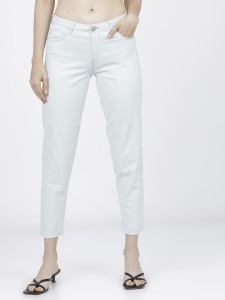 Buy HIDDEN LOVE Women White Regular Fit Solid Bootcut Trousers  1171WHITE36 at Amazonin