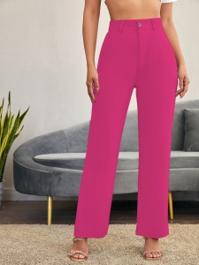 Regular Fit Women Pink Trousers