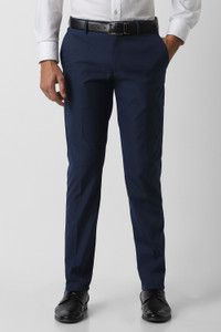 Slim Fit Men Dark Blue Trousers