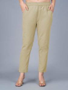 Quaclo Light Grey and Pink White Women Stripe Trouser Pants Combo