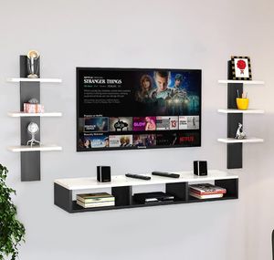 THESMARTCRAFTS Entertainment Unit/TV Cabinet with Rack for Set Top & Decorative Objects Engineered Wood TV Entertainment Unit