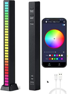 Silver App NoBattery Lampe LED à spectre musique stéréo, commande vocale  par application, indicateur niveau Audio, amplificateur, lampes d'ambiance  Nipseyteko