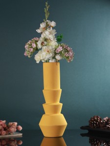 TIED RIBBONS Ceramic Long Neck Round Flower Vase Pot for Home