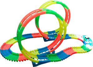 WISHKEY 360 Degree Stunt Loop Glow in Dark Twister Track Set with