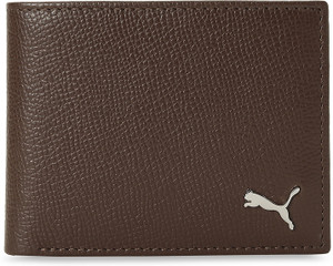 PUMA Men Women Brown Genuine Leather Wallet Brown Mushroom