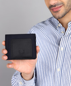 Men Casual Blue Genuine Leather Wallet