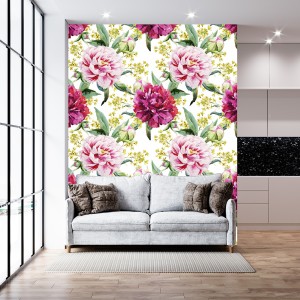 White Modern Large Flower Wall Mural  Feathr Wallpapers