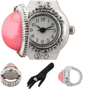 Seven Square Pink Round Shape Stretchable Designer Analog Finger