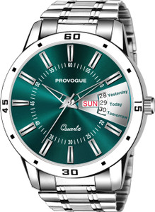PROVOGUE Day and Date Functioning Steel Quartz Analog Watch For