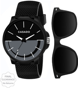 Casado All Black Combo Set of Wayfarer Sunglass and Elegant Watch with Premium Gift Box Packaging All Black Combo Set of Wayfarer Sunglass and Elegant Watch with Premium Gift Box Packaging Analog