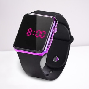 Flozio Square LED Lifestyle Black Dial Silicon Strap Electronic