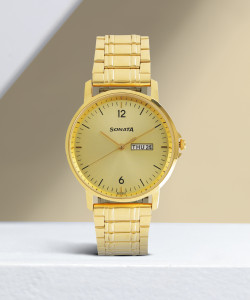 Sonata watch sales price golden colour