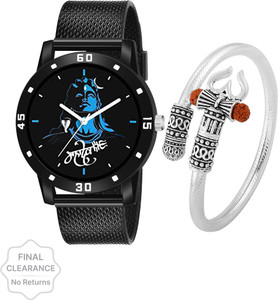 just like mahadev Mahadev Brass Silver Coated Kada And Black