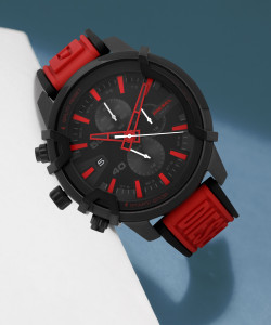 Red and black diesel watch top