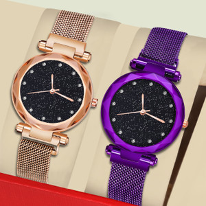 Marclex Magnet 12 Diamond Combo New Combo Of Rosegold and Purple color Magnet watch for Women s watch for girls Analog Watch For Women Buy Marclex Magnet 12 Diamond Combo New