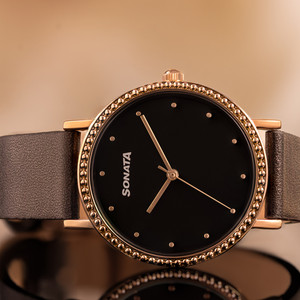 SONATA Sonata 2 Quartz Analog Black Dial Black Leather Strap Watch Analog Watch For Women Buy SONATA Sonata 2 Quartz Analog Black Dial Black Leather Strap Watch Analog Watch