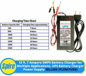 Spire 12 volt 7 amp battery charger. power adapter for 12 volt battery Worldwide Adaptor Black Price in India Flipkart