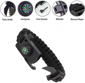 Paracord survival bracelet with fire starter flint cheap & knife