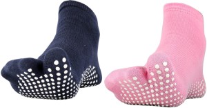 NOFALL Non-Slip Pink Color Cotton Socks Women Self Design Ankle