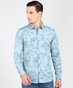 Spykar Men Printed Casual Light Blue 