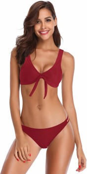 Berry's Intimatess Maroon Two Piece Swimsuit with Leg Cut Bottoms (Set of  2) (S)