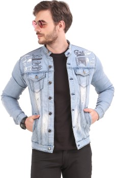 Shirt Style Collar Pink Denim Jacket for Mens - Danezon