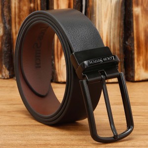 LOUIS STITCH Men Casual Black Genuine Leather Reversible Belt Dotted Gold -  Price in India