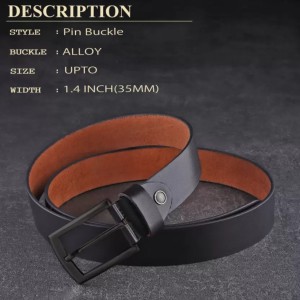 Khadim Men Black Leather Belt (Resizable)