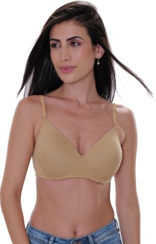 Aavow Women Red Cotton Blend Push-Up Lightly Padded Bra