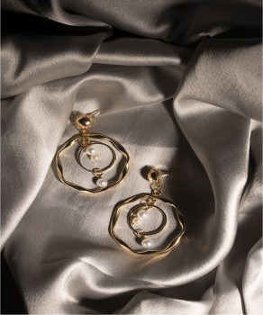 Buy JEWELZ Latest Fashion Gold Plated Big Round Design Dangle Bali Earrings