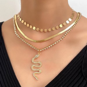 Shop Rubans Voguish Gold Toned Link Style Serpent Chain With Zircon Stones Studded. Online at Rubans
