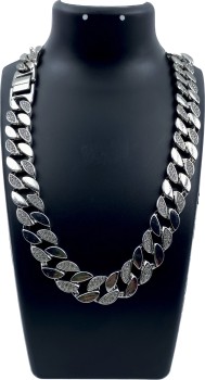 Buy VIEN Mc Stan Style Cuban Link Chain Miami Necklace Iced Out CZ Sterling  Silver Steel Chain(SIL) Online at Best Prices in India - JioMart.